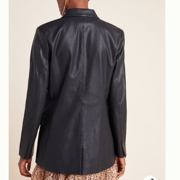 NWT Anthropologie Angela Vegan Leather Double-Breasted Blazer S - Picture 3 of 9